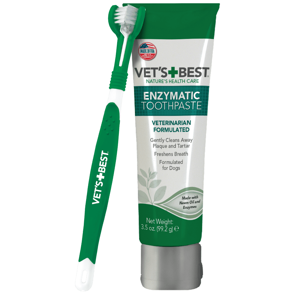 Vet’s Best Dog Toothbrush and Enzymatic Toothpaste Set Teeth Cleaning