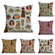 18'' Vintage Cartoon Spanish Beauty Printed Linen Cushion Cover Art Decor Home Sofa Throw Pillowcases