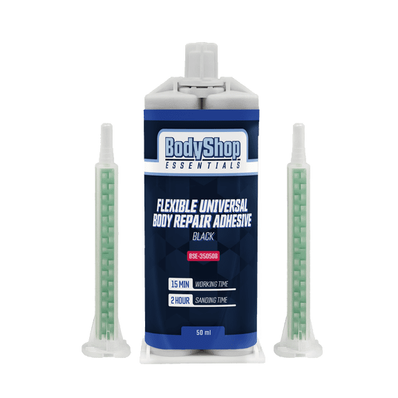 BodyShop Essentials Flexible Universal Body Repair Adhesive Plastic Repair and Adhesive 50ml Cartridge & Two Application Mixing Nozzles