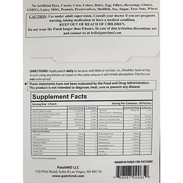 Focus and Clarity Vitamin Patch by PatchAid - 3-Month Supply