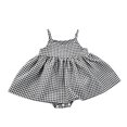 thumbnail image 2 of OOOUM Baby Girls Gingham Romper Dress Spaghetti Strap Flowy Sleeveless Bodysuit Summer Casual Stylish Lightweight Outfit Black 12-18 Months, 2 of 4