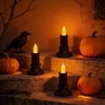 thumbnail image 4 of Battery Operated LED Candles, Multi-Color Multi-Size LED Candle Tabletop Decor, Halloween Table Centerpiece Ornament for Thanksgiving Harvest & Christmas Holiday Dining Table Decor (Black, S), 4 of 7