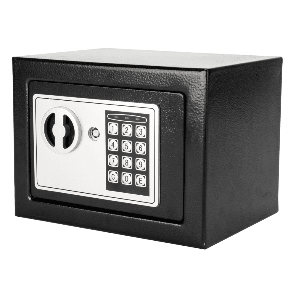 Tcbosik Electronic Security Safe Box with Key for Home Office, Mini Safety Box for Jewelry Cash Gun Storage, Black