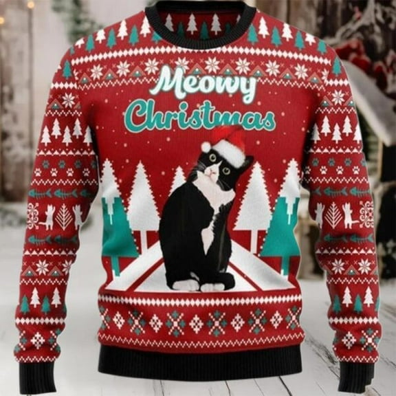 2025 Black cat Meowy Christmas Christmas Sweater