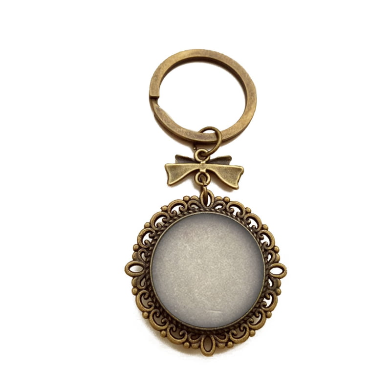 Vintage Glass photo Cabochon charms silver Matal Key ring（virgin mary pray 