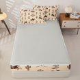 thumbnail image 4 of Homewish Bohemian Western Cowboy Zipper Twin Comforter Sets with Fitted Sheet and 2 Pillowcases,Desert Plant Cactus Zipper Bedding Set,Light Gray Reversible,4pcs, 4 of 8