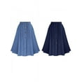 thumbnail image 2 of New Large Size Women's Elastic Waist Student Denim Skirt Long Skirt, 2 of 4