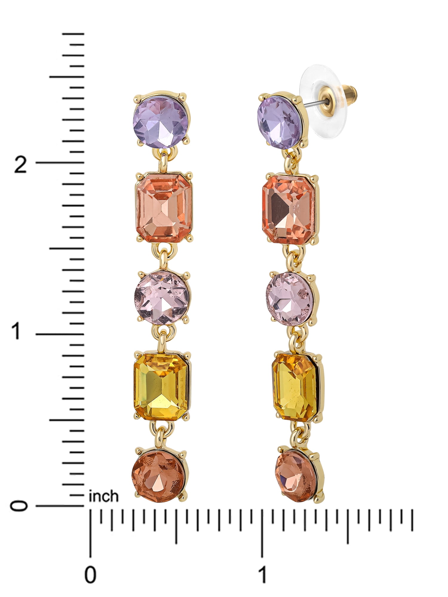 Jessica Simpson Women's Crystal Linear Drop Earrings with Multicolor Accents