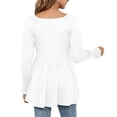 thumbnail image 5 of TIHLMK Long Sleeve Blouse Shirt Clearance Women's Fashion Autumn Winter V-Neck Blouse Solid Puff Long Sleeves T-Shirt Tops White, 5 of 6