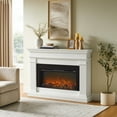 thumbnail image 4 of Bowery Hill 58.5" Modern Solid Wood Electric Fireplace in White, 4 of 11