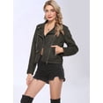 thumbnail image 4 of Women'S Faux Leather Moto Biker Short Coat Jacket Army Green XXL, 4 of 9