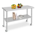 thumbnail image 1 of Kojooin Stainless Steel Work Table with Wheels, Heavy Duty Kitchen Prep Table with Adjustable Undershelf for Commercial Use, 1 of 9
