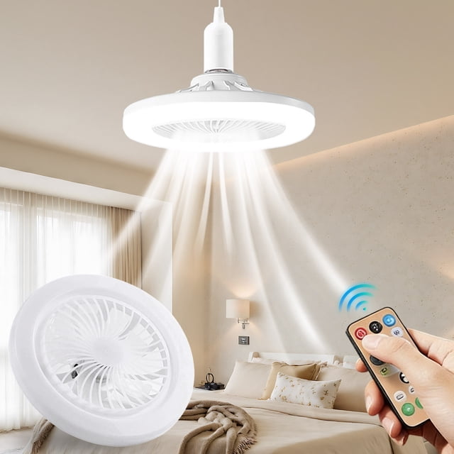 Enclosed Ceiling Fan With Lights, Low Profile Ceiling Light With Remote Control With Dimmable Led Light Source, for Bedroom and Small Rooms, A