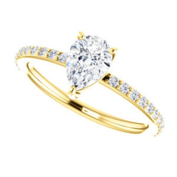 1.22 Ct Solitaire Pear Shaped Natural Moissanite Engagement Rings for Ladies Fine 18K Yellow Gold