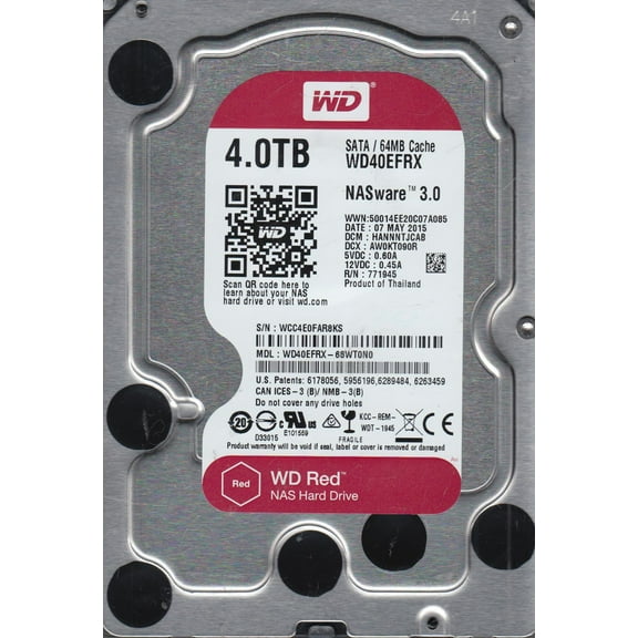 WD40EFRX-68WT0N0, DCM HANNNTJCAB, Western Digital 4TB SATA 3.5 Hard Drive