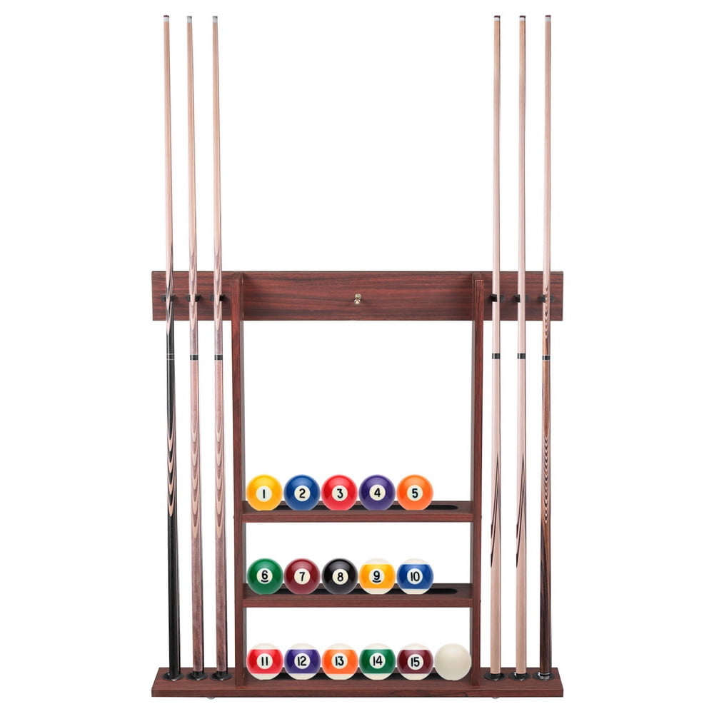 Mahogany Color Made of Solid Hardwood Cue Rack Only Premium Billiard Pool Cue Stick Holder Wall-Mounted Billiard Cue Holder