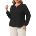 thumbnail image 2 of DARING DIVA Women's Plus Crew Neck Pleated Chiffon Blouse 4X Black, 2 of 6