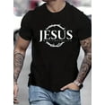 thumbnail image 1 of Camiseta de manga corta para hombre, 100 % algodón, 1 pieza, material transpirable de alta calidad, estampado de Jesús, fácil de mover, suave y agradable para la piel. Camiseta para adultos, hombres,, 1 of 7