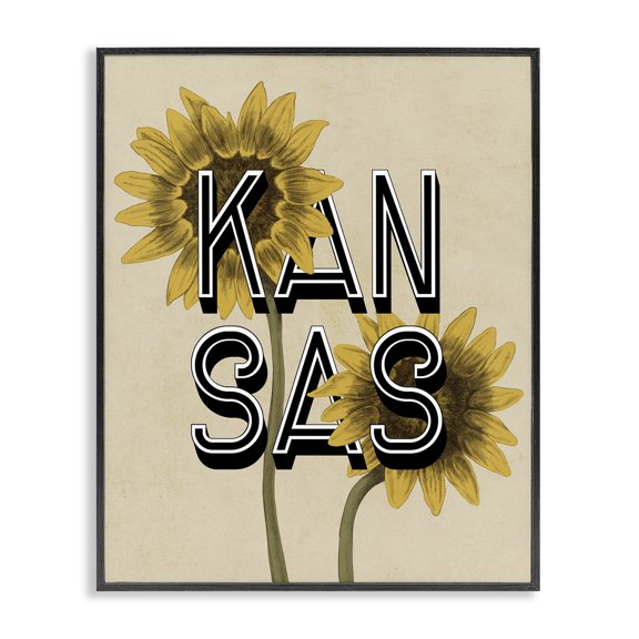 Stupell Industries Mid-Century Kansas Sunflowers Blossoms State Flower Botanicals Black Framed Giclee Art, 11 x 14, by Lil' Rue