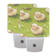 Cute Sheep Playing on The Lawn LED Night Light with Smart Sensor Plug Into Wall Dusk to Dawn 2 packs