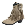 thumbnail image 3 of Mostsola Cowboy Boots for Women Suede Vintage Buckle Western Heel Booties Short Boots, 3 of 9