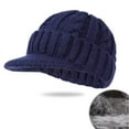 thumbnail image 2 of HJYCHN Winter Hats for Women Men's Thick Knit Hat with Brim and Ear Covers for Cold Weather Windproof Thermal Outdoor Baseball Hat Navy One Size, 2 of 3