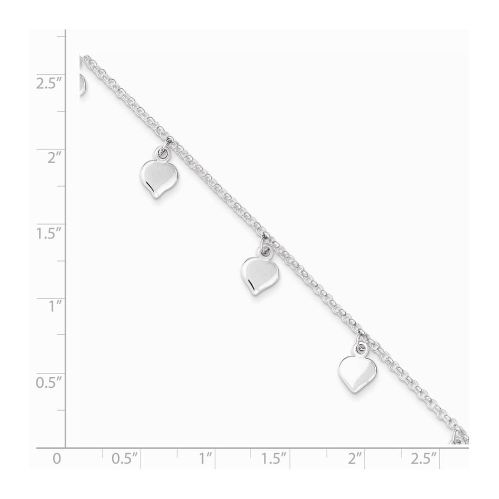 Solid 925 Sterling Silver Heart 1in Extension Anklet - with Secure Lobster  Lock Clasp 9
