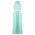 thumbnail image 3 of CHICTRY Girls Chiffon Ball Gown Juniors Youth Sleeveless High Waist Wide Leg Maxi Jumpsuit Formal Dress Outfit Mint Green 14, 3 of 7