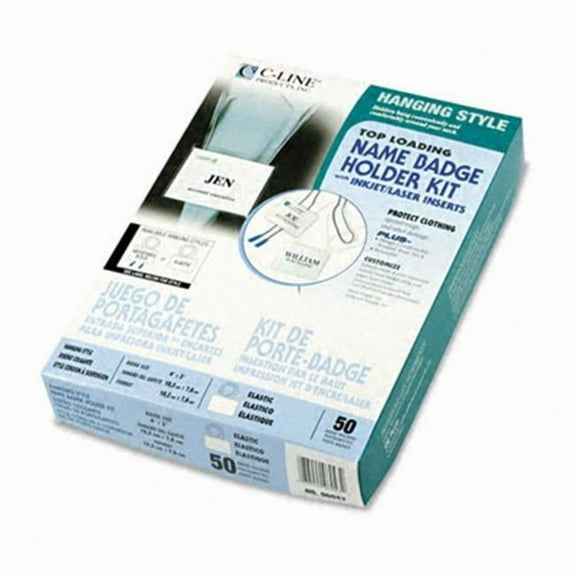 C-Line  Hanging-Style Badge Holder Kit  Top Load  3 x 4  White  50 Per Box