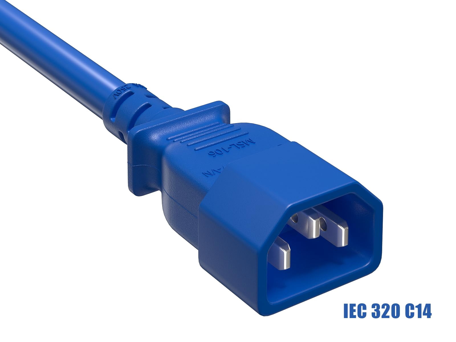 Cable Leader 3ft 14 AWG Computer Power Extension Cord IEC320 C13 to IEC320 C14, Blue