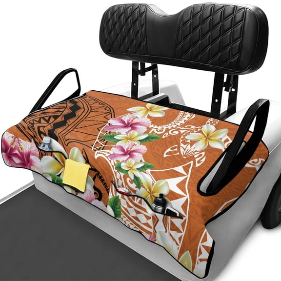 XYZCANDO Tropical Floral Golf Cart Seat Cover - Universal 2-Seat Non-Slip Cover With 4 Pockets, Breathable Washable Gift For Golfers