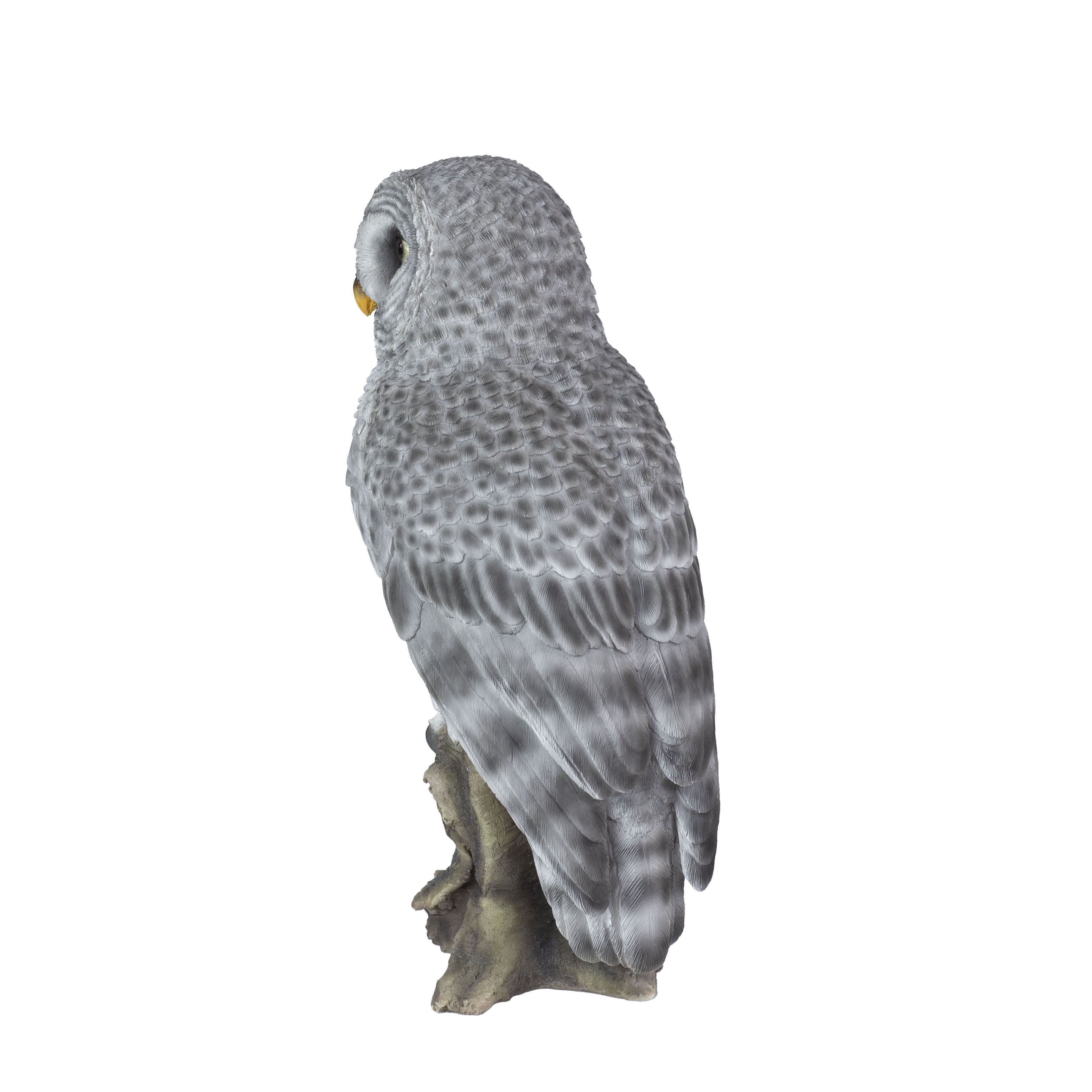 SOREAL Grey tawny Owl on branch | Handcrafted Decorative Bird Statue for Home & Garden | Premium Polyresin, Weather-Resistant Indoor/Outdoor Decor