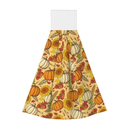 

Horeoi Pumpkin And Sunflower Print Coral Fleece Microfiber Hanging Hand Towel Absorbent Hand Towel Quick Dry Thicken Cleaning Cloths Wipes Rags for Kitchen & Bathroom