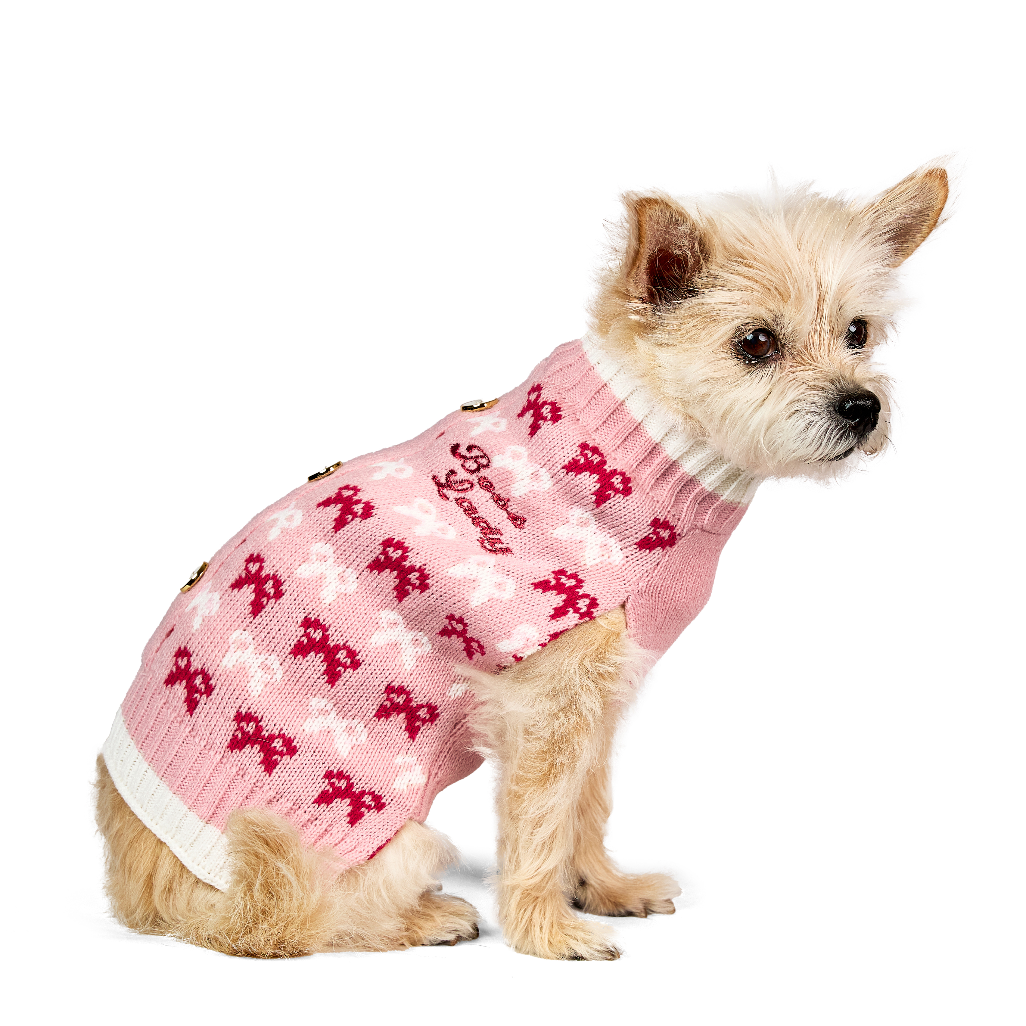 Vibrant Life Holiday Pet Sweater for Cats & Dogs, Boss Lady Bows, Pink, Extra Small