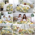 thumbnail image 6 of Summer Lemon Duvet Cover Set Full Size Yellow Flower Leaves Beige Soft Lightweight Comforter Covers 4 Piece Bedding Set with 1 Duvet Cover 1 Bed Sheet & 2 Pillow Shams, 6 of 8