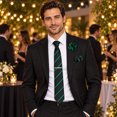 thumbnail image 3 of KAMBERFT Striped Tie Set for Men, 4PCS Necktie Gift Set with Pocket Square, Tie Clip & Lapel Pin for Wedding Business Party, 3 of 5
