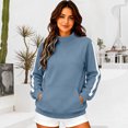 thumbnail image 7 of Mock Neck Sweatshirt Women Fall Fashion Oversized Turtleneck Pullover Side Stripes Long Sleeve Casual Sweatshirts Blue 2XL, 7 of 7