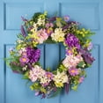thumbnail image 1 of Northlight Hydrangea and Foliage Spring Floral Twig Wreath - 24" - Purple, 1 of 6