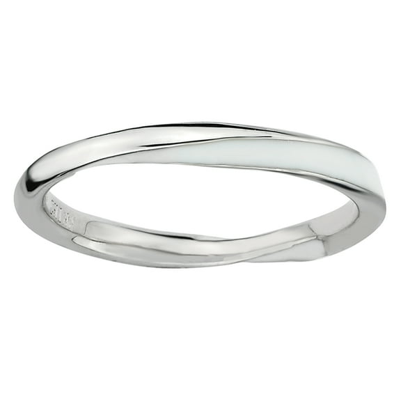 Sterling Silver Twisted White Enameled Ring