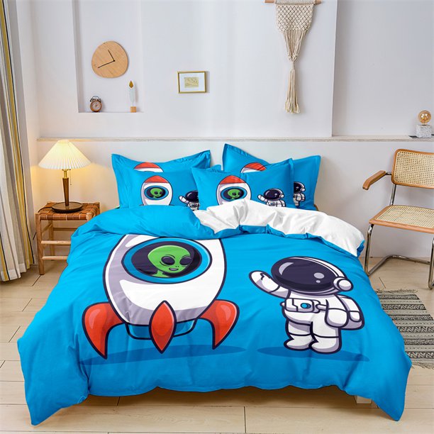 Boys Comforter Set Queen Size Outer Space Theme Bedding with Comforter