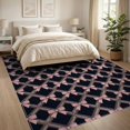thumbnail image 3 of ODIKA 8'x10' Washable Area Rug Non-Slip Chair-Friendly Mat Pink Delicate Ribbon Themed Symmetrical Polka Dot Shaped for Dining Room, Large Office, Lounge, 3 of 7