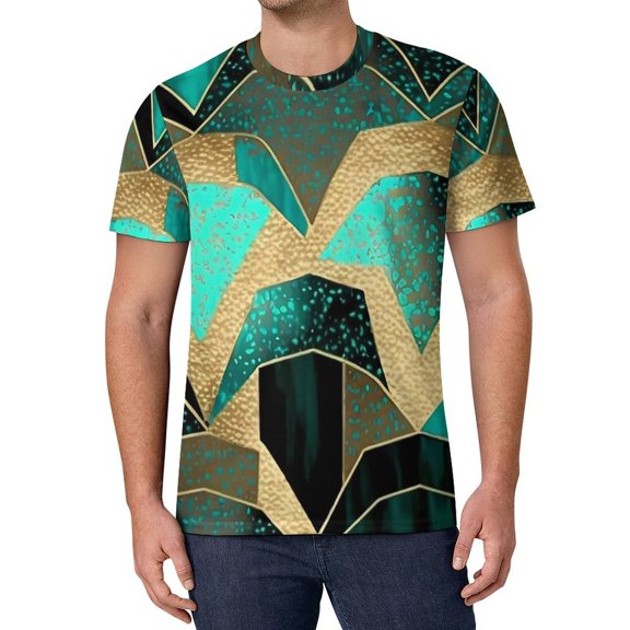 T Shirt For Men Retro Vintage Geometric Abstract Print Vintage T-Shirts Short Sleeve Graphic Tops Su