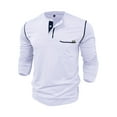 thumbnail image 2 of Biekopu Men Henley Shirts Contrast Color Casual Long Sleeve Tops with Pocket Spring Clothes for Beach Vacation Streetwear, 2 of 7