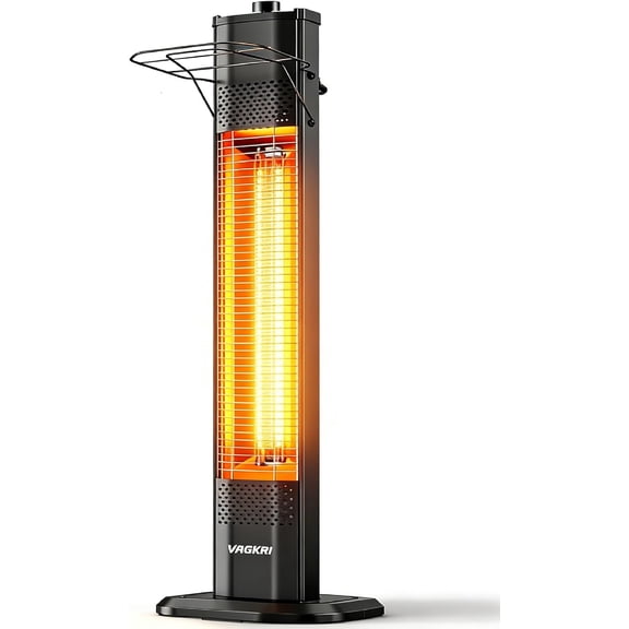 VAGKRI Outdoor Electric Patio Heater, 1500W 36" Infrared Heater with 2 Heat Tube, 3 Levels, Tip-Over&Overheat Protection, IPX5 Waterproof Tower Electric Patio Heater for Outdoor Indoor, Backyard