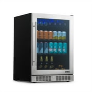 Newair 224 Can Beverage Refrigerator Cooler, Built-in Fridge with Color Changing LED Lights in Stainless Steel for Home, Office or Bar