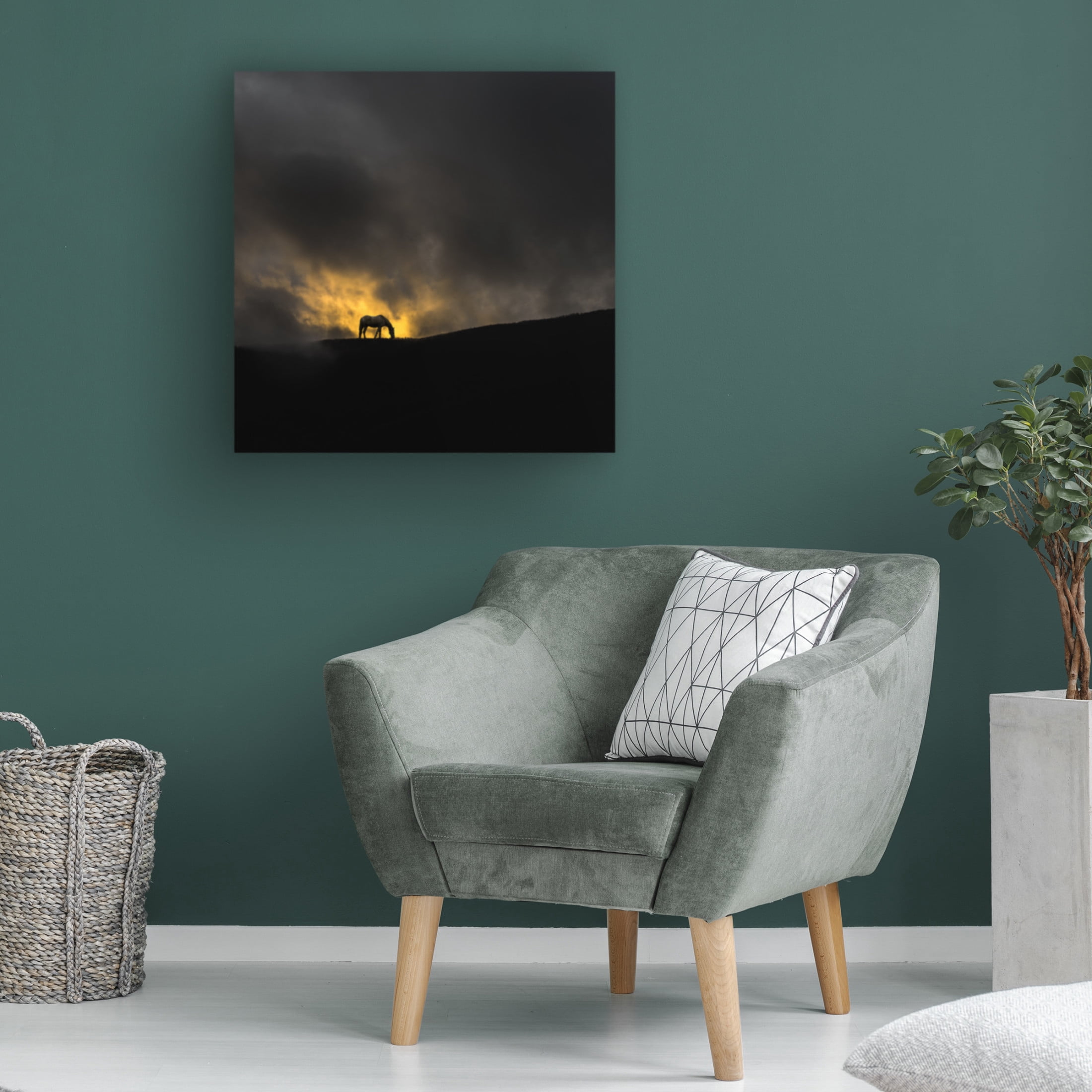 Canvas Wall Art - Todor Tanev 'Golden Horse' Wall Art for Living Room, Bedroom, or Office Décor by Trademark Fine Art - 14 x 14 Inches