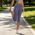 thumbnail image 5 of JnLxul Workout Pants for Women High Waisted Capri Leggings Stretchy Slim Fitting Tight Capris Gym Yoga Pants Trendy(X-Large,Purple), 5 of 6
