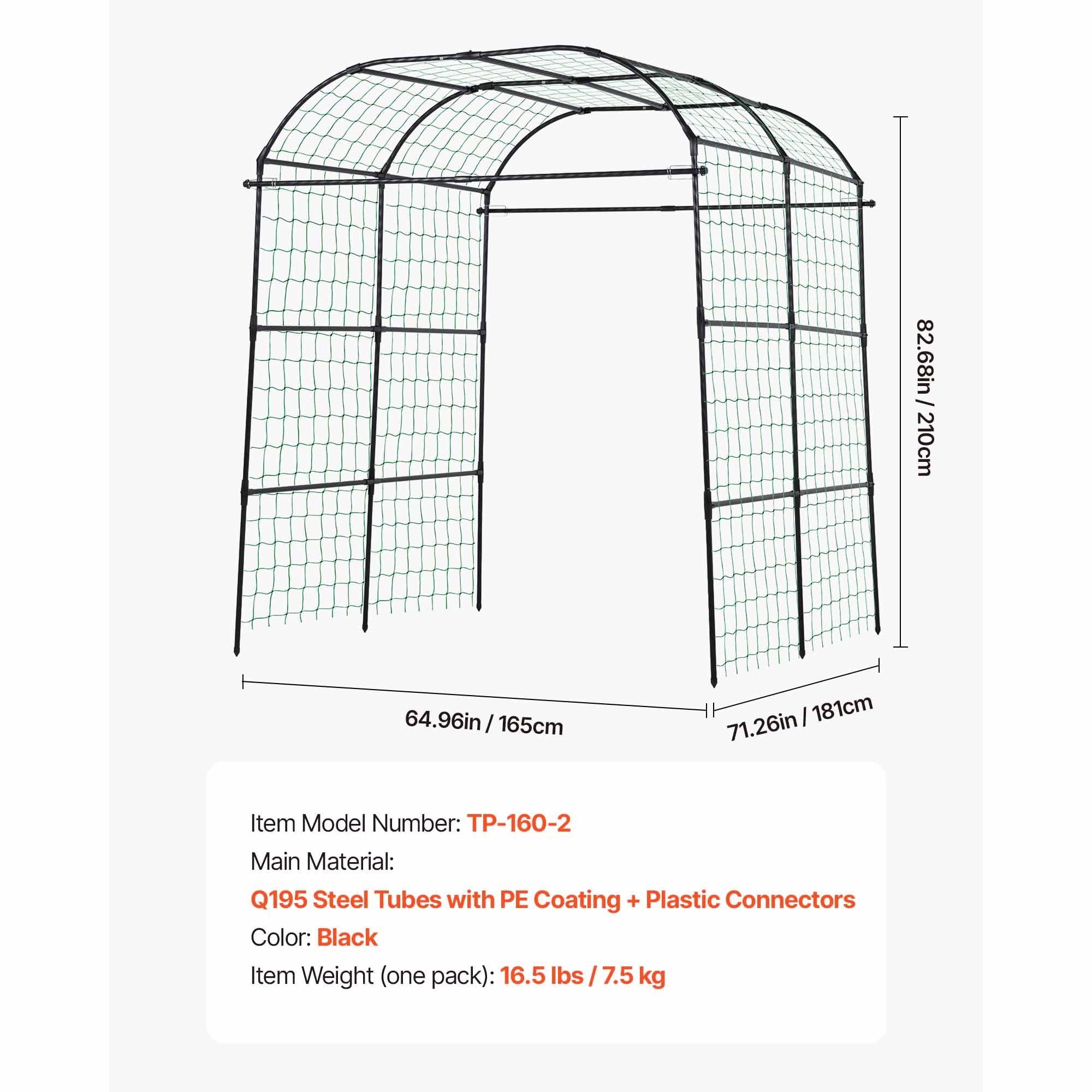 KFFKFF U-Shape Garden Trellis for Raised Beds, Metal Arch Plant Support for Vines, Climbing Plants, Peas, Beans, Zucchini, Tomatoes, Squash, and Flowers (71.26 x 64.96 x 82.68 in)