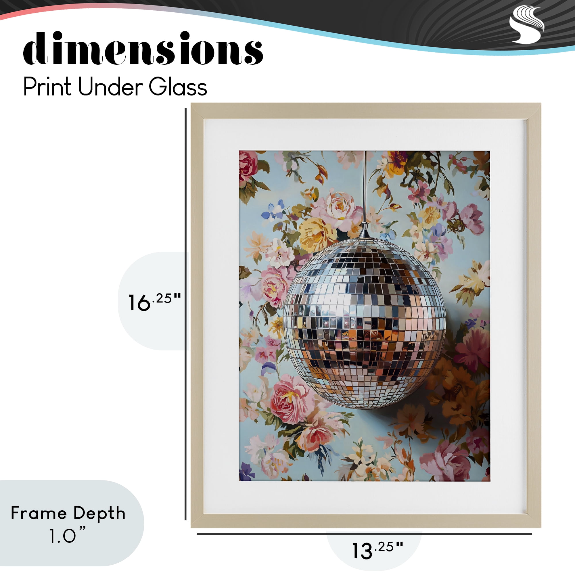 Stupell Industries Floral Disco Ball Reflection Birch Framed Print Under Glass, design by LSR Design Studio