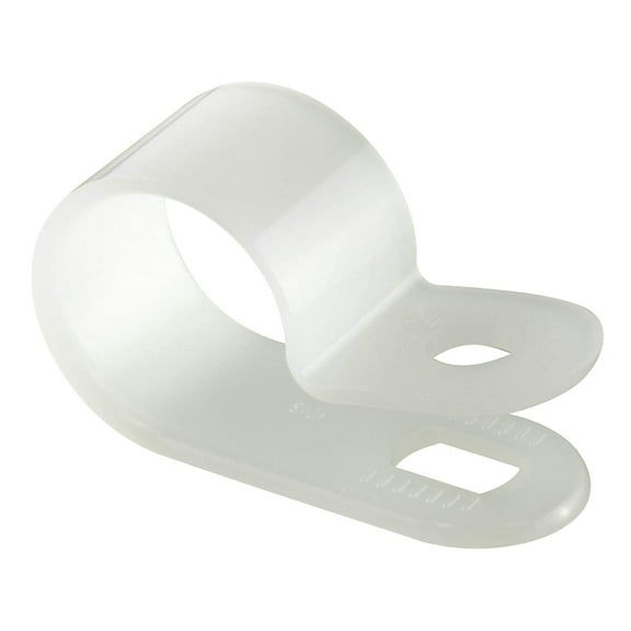 White Nylon Plastic Cable Clamps, 1/2" Screw Mounts for Cable, Rope, Tube Management, 100 Pack